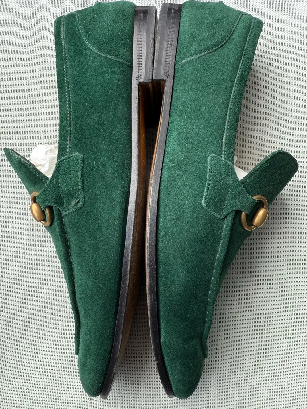 Men's Vintage Green Suede Bit Loafers Size 9.5